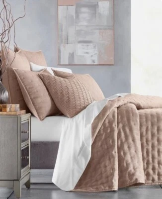 Hotel Collection Yarn Dye Full / Queen Quilted Coverlet Made in India - Image 1 of 4