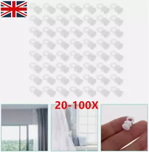 UK 20-100X Plastic Curtain Track Glider Hooks Set for Window Door Shower Curtain - Picture 1 of 19