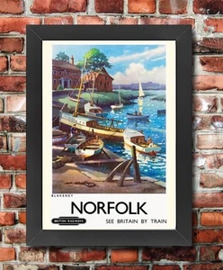 TU59 Vintage Norfolk Blakeney British Railways Framed Travel Poster Print A3/A4 - Picture 1 of 1
