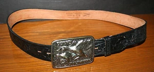 1973 Ducks Unlimited Leather Belt James Lind Hand Tooled Belt 36 Made in USA - Foto 1 di 8