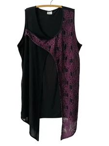 TAKING SHAPE Sz L (18-20) Black/Purple Sleeveless Womens Long Stretch Tunic Tank - Picture 1 of 7