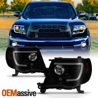 For 2005-2011 Toyota Tacoma [U-Tube Bar] Projector Black Smoked Headlights Pair - Image 1 of 4