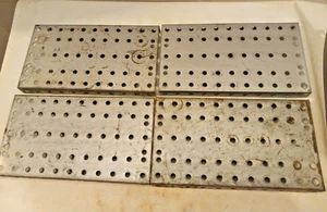 Gilbert Erector Part MD: 2 1/2" x 5" Silver Painted Steel Base Plates: 4 lot B - Picture 1 of 1