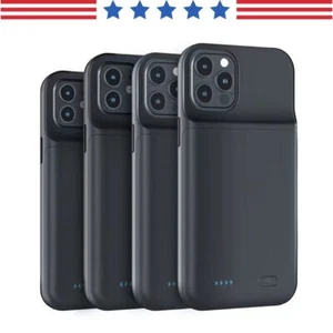 For iPhone 15 14 13 12 External Battery Charger Case Power Bank Charging Cover - Picture 1 of 29