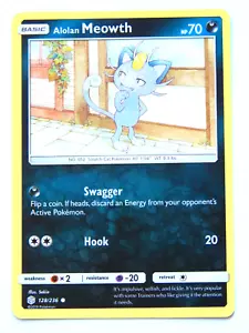 Alolan Meowth 128/236 (QUASI Carta Pokemon, Eclissi Cosmica, 2019, Oscurità, Comune) - Foto 1 di 2