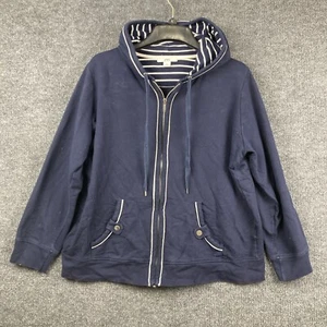 Anne Klein Womens Size 1X XL Navy Full Zip Sport Nautical Hoodie Hooded Jacket - Picture 1 of 6