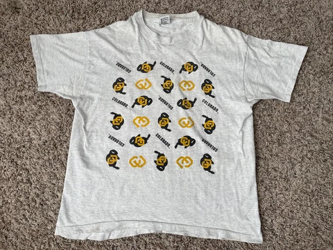 Vintage 90s Colorado University CU Buffs XL All Over Print USA Single Stitch VTG Cover