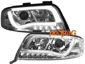 Phares Audi A6 C5 Lightbar Lumière Tube LED Feux Optique Chrome 01-04 - Foto 1 di 3