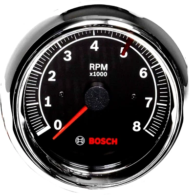 6 Volt Positive or Negative Ground Bosch Tachometer Black Face - Image 1 of 4