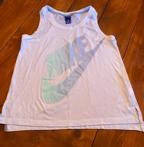 Nike Women's Tank Top Size Large White Logo Polyester Sleeveless Round Neck - Picture 1 of 9