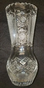 Cut crystal vase Saw Tooth Edge 7 Inch - Picture 1 of 12