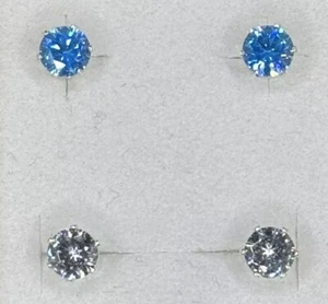Made with Swarovski® crystals - Light Turquoise + Crystal Stud earrings - Picture 1 of 7
