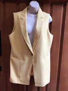 White House Black Market Maize Yellow Lined Sleeveless Tunic Vest Sz 12, New - Picture 1 of 12