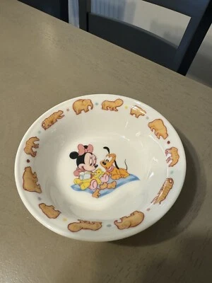 Cuenco vintage Goebel Baby Mickey y Minnie Mouse Foto 1 de 4