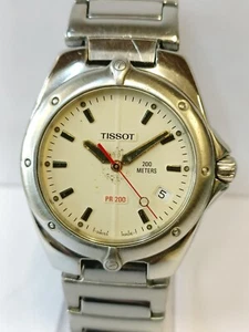TISSOT PR200 QUARTZ PATINA CREAM DIAL P150/250 SWISS MEN'S FULL WORKING - Picture 1 of 21