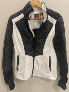 ZELLA Full Zip Quilted Jacket Women's Black White Athletic Run Thumb Holes SZ M - Picture 1 of 3