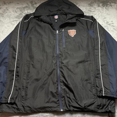 Chicago Bears 风衣夹克男式 2XL 黑色 NFL 足球连帽外套 — 第 1/4 张图片