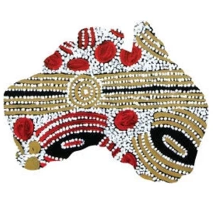 IMÁN NEVERA ABORIGEN - MAPA DE AUSTRALIA - GLENYS GIBSON - HECHO EN AUSTRALIA - Imagen 1 de 2