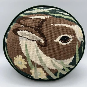 Almohada/Cojín Lana Conejito/Conejo Bordado Punta Aguja Abuela Chic Naturaleza - Imagen 1 de 4