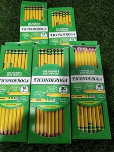 Dixon Ticonderoga Pre-Sharpened #2 HB Soft Pencils (5 Packs of 18 And 1pack 30#2 - Picture 1 of 2