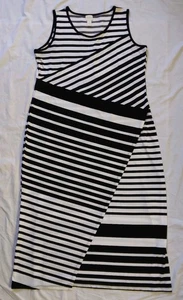 Chico's Collection Dress Black White Stripes Faux Wrap Women's Size 3 Petite - Picture 1 of 10