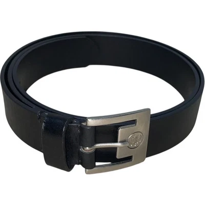 Cinturón Emporio Armani Cuero Negro Plata Hebilla Tamaño: 36 pulgadas Foto 1 de 4