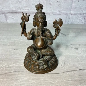 Vintage Bronze Statue Of Ganesha Metal 8.5" Tall - Picture 1 of 12