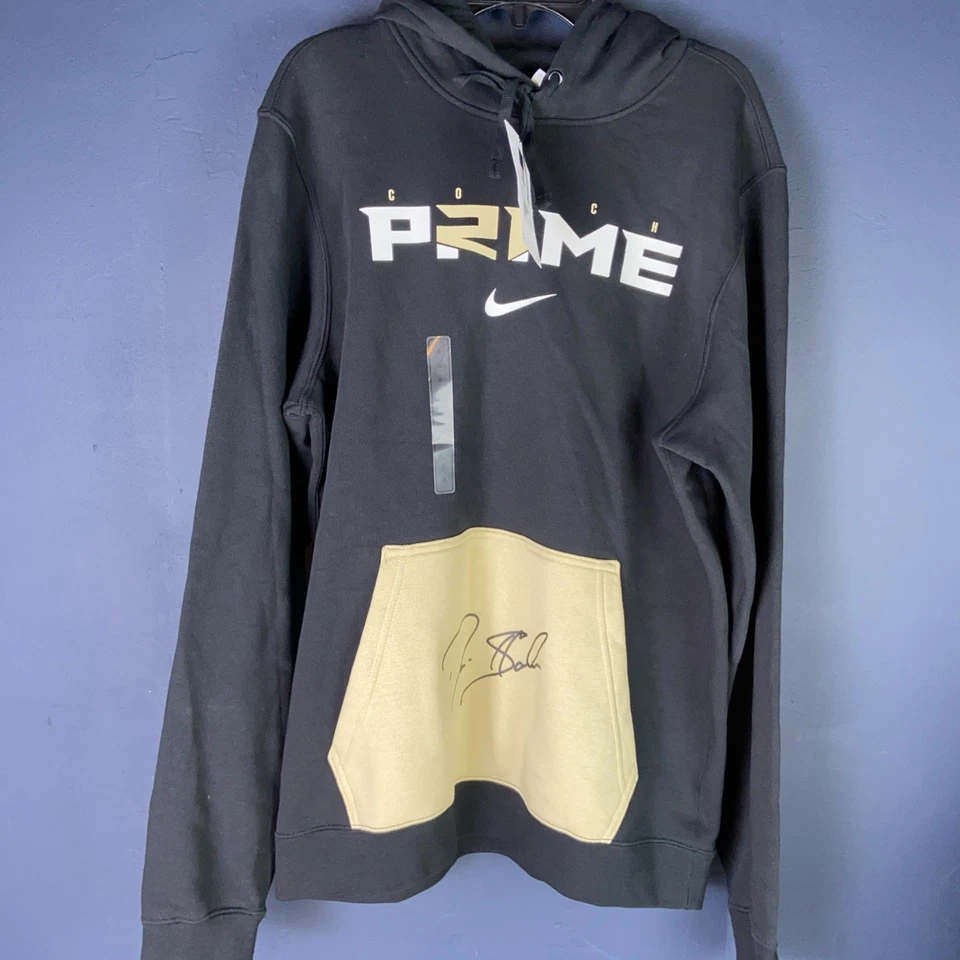 Nike Men's Coach Prime Deion Sanders 2.0 Club Fleece Pullover Hoodie BLK (L)