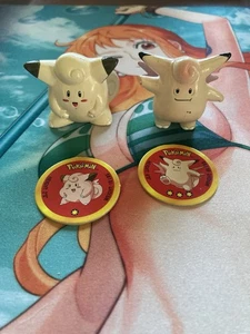 Vintage Pokemon Figuren Nintendo TOMY CGTSJ Clefairy und Clefable MIT POGS - Bild 1 von 2