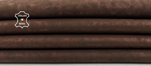 REDDISH BROWN VINTAGE USED LOOK Soft Italian Lambskin leather 7sqf 1.0mm #C5640 - Picture 1 of 8
