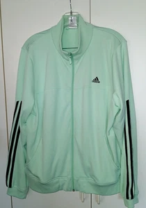 ADIDAS LADIES PALE GREEN KNIT LS/ZIP ATHLETIC JACKET-XL-BARELY WORN-GREAT - Bild 1 von 5