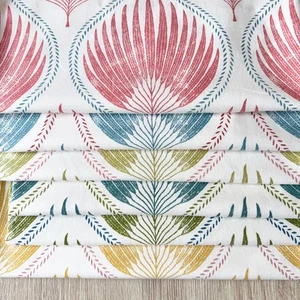 PENELOPE BLOCK PRINT on White, 100% Cotton fabric, Price per 1/2 metre - Picture 1 of 33