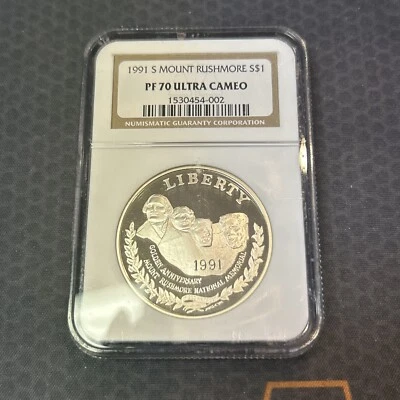1991-S     $1        Mount Rushmore        NGC  PF  70 ULTRA CAMEO - Image 1 of 2
