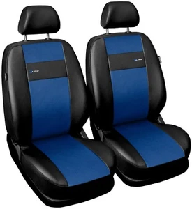 Front seat covers fit VW Caddy VAN black/blue  Leatherette - Picture 1 of 5