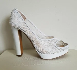 JEAN PAUL GAULTIER RUNWAY Crochet White Mesh Wedding Pumps 36.5 39 I LOVE SHOES - Picture 1 of 6