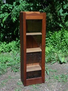 Antique Solid Oak Glass Front Chimney Cabinet Bookcase Display Case Cupboard - Picture 1 of 13