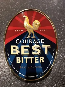 Vintage Courage Best Bitter Metal Enamel Pump Clip, Font Badge, Pub Mancave, - Picture 1 of 3