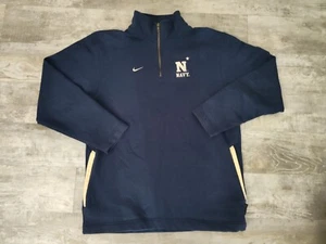 Vtg Nike Authentic Team Apparel Navy Midshipmen Q Zip Mens L/S Sweatshirt Size M - Picture 1 of 20