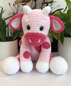 Crochet Dairy Cow - Stuffed Amigurumi Animal, Cuddly Toy, Plushie Gift - Picture 1 of 4