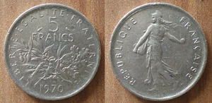 FRANCE 5 FRANCS 1970 Semeuse Free Shipping Worldwide Franc Frcs Frc - Picture 1 of 3
