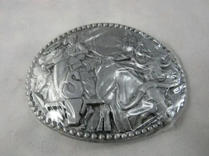 Vintage ADM Zee Serie Cowboy langes Horn Lenkung Design Metall Gürtelschnalle - Bild 1 von 12
