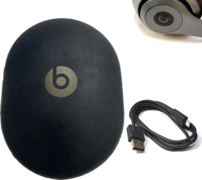 BLACK Hard Case + 36" Micro USB Charger for Dr Dre BEATS STUDIO-3 HD Headphones