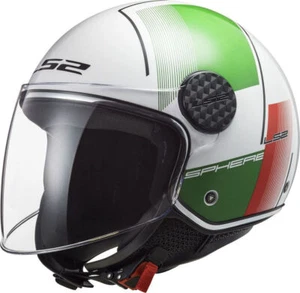 CASCO MOTO JET LS2 SPHERE LUX FIRM ITALIA WHITE GREEN RED BIANCO VERDE ROSSO - Foto 1 di 2
