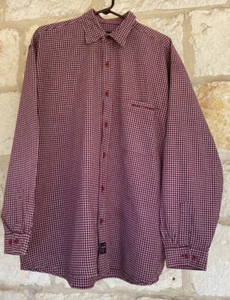 Northpeak Herren Langarmhemd mit Knopfleiste weinrot kariert bestickt Größe XL - Bild 1 von 7