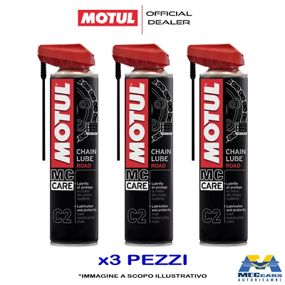 3 x MOTUL C2 CHAIN LUBE ROAD MC CARE SPRAY GRASSO LUBRIFICANTE CATENA MOTO 400ML