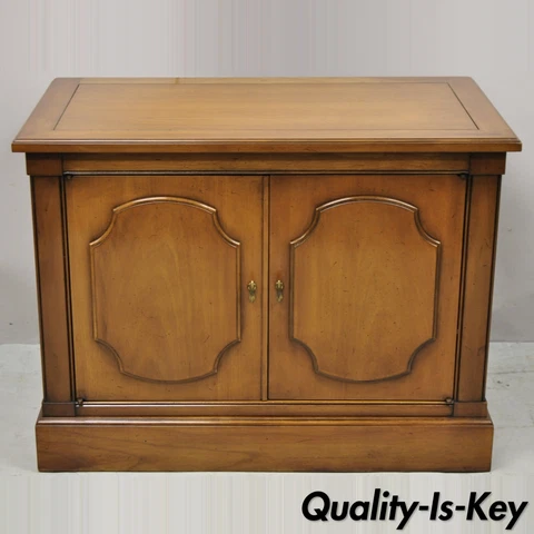 Vintage Century Furniture Hollywood Regency 2 Door Walnut Record Console Cabinet Cover