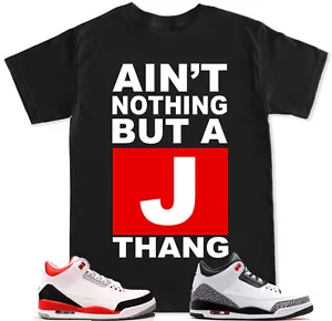 Camiseta J THANG Roja a juego con Air Js Retro 3 Blanco Negro Cemento Zapatos - Imagen 1 de 17
