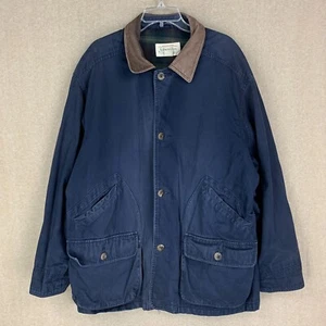 Giacca St Johns Bay XL uomo blu field coat utility twill 100% pelle colletto - Foto 1 di 22