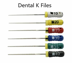 6 Stück Dental Endodontische K-Feilen Handgebrauch Stahl Wurzelkanalfeile 15-40 # 21/25/31 mm - Bild 1 von 19