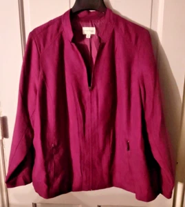 Studio Works Woman Burgundy Sz 20W Zip Up Suit Jacket - Picture 1 of 3